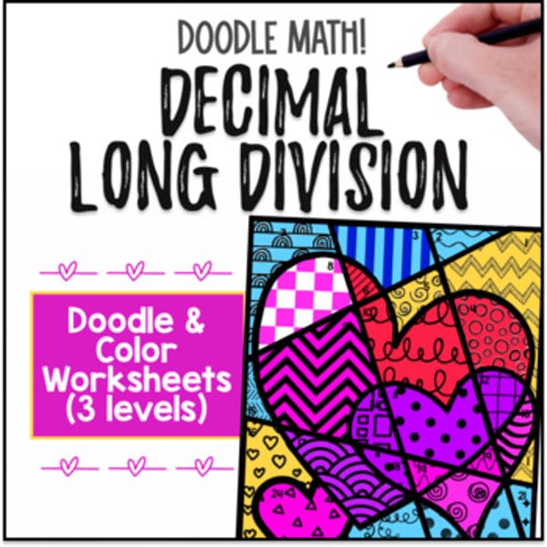 Thumbnail for Long Division with Decimals & Whole Numbers Doodle & Color by Number Worksheets
