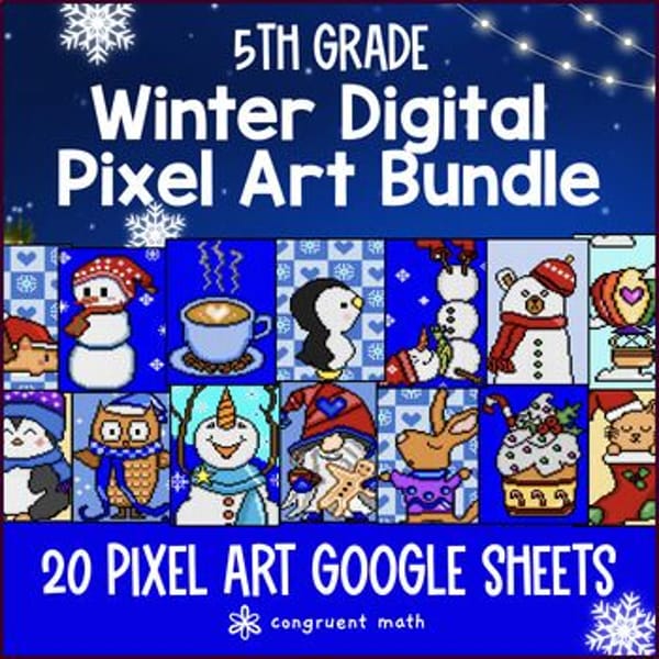 Thumbnail for [Christmas] Digital Pixel Art BUNDLE | 5th Grade Math | Winter Math