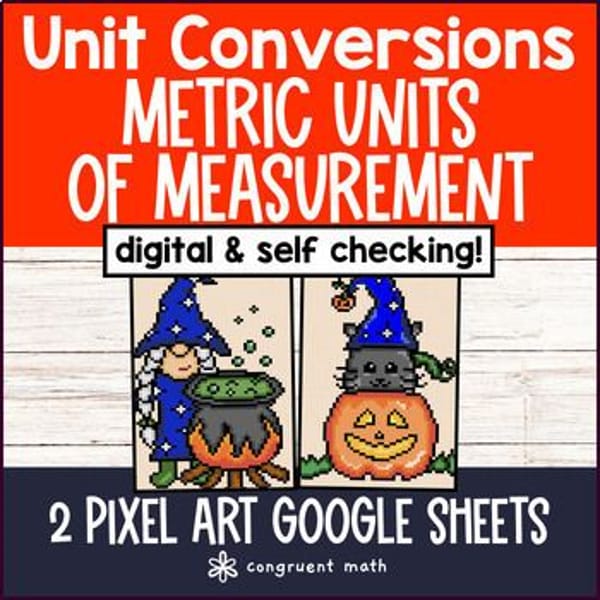 Thumbnail for Metric Unit Conversions Fall Digital Pixel Art Measurement Lengths Weights